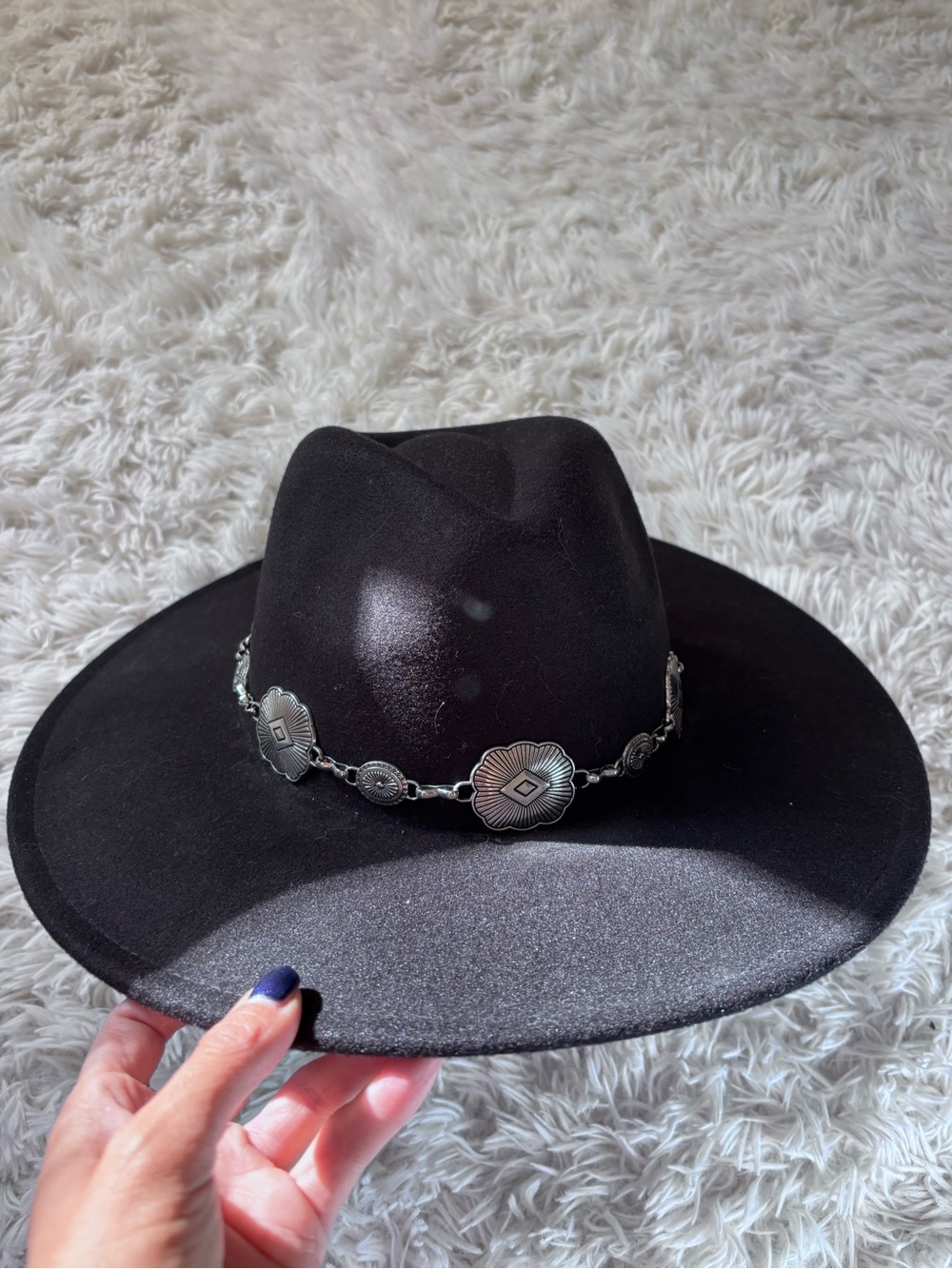 Black Western Hat with Silver Concho Band